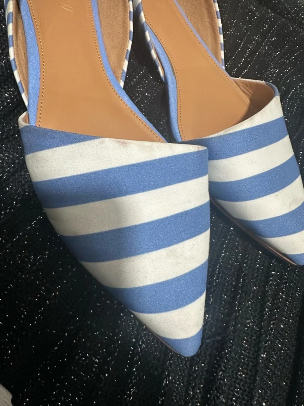 J. Crew Blue and White Striped Pointed D'Orsay Flats - Picture 2 of 4